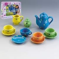Porcelain tableware, 13 pieces, brightly painted
